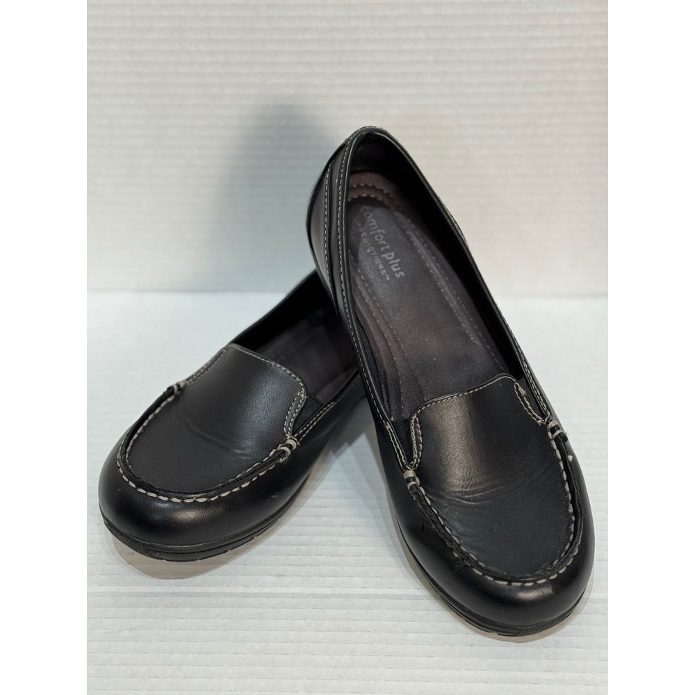 Comfort Plus by Predictions Womens Black Size 7.5W Loafers Flats Slip On Shoes‎